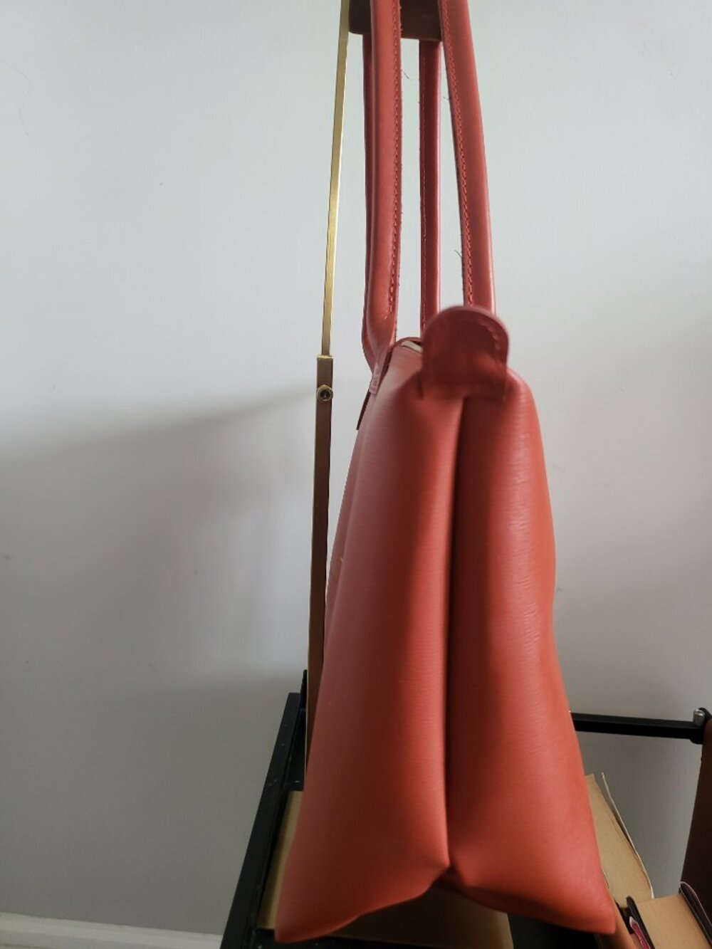 Classic Longchamp rust /orange colored Le Pliage leather tote - Picture 2 of 5